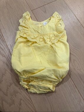 GAP Baby Yellow Eyelet Bubble Romper